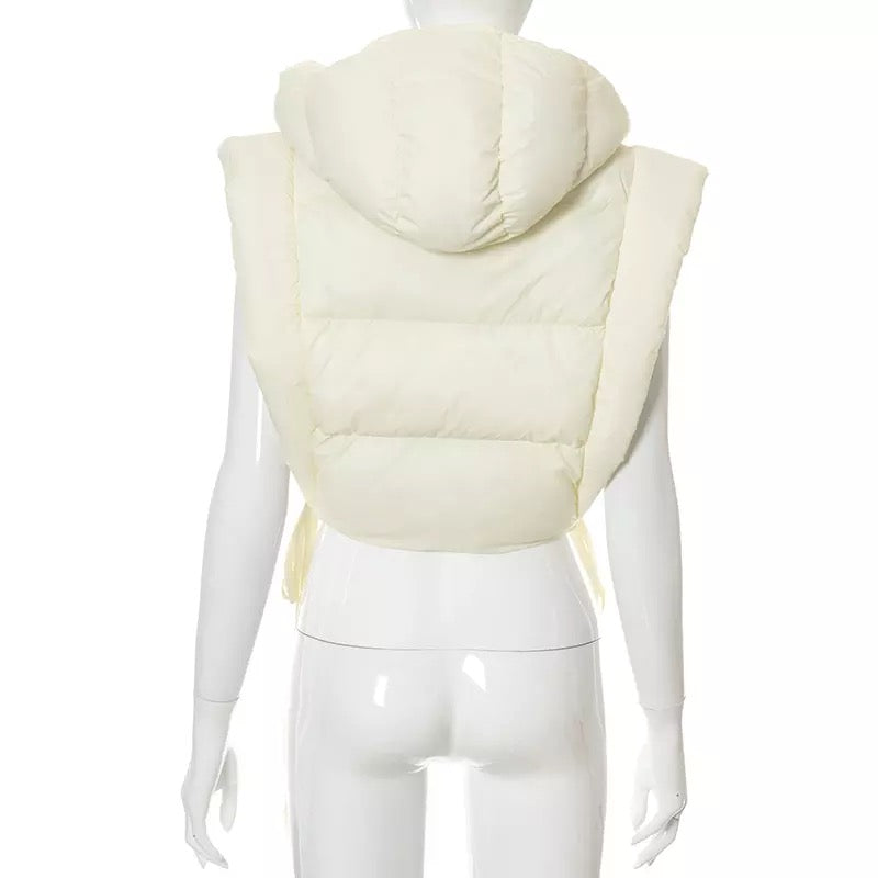 Limitless Hooded Cropped Vest - Ivory