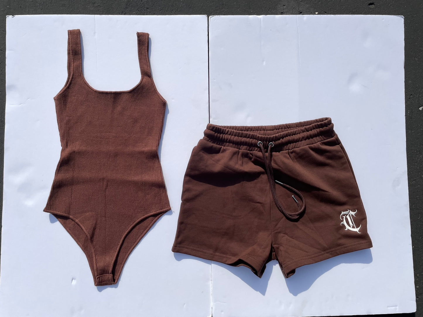 Chosen Shorts Set (Brown, Ivory)